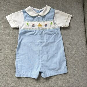 Petit Ami Blue and White Kids One Piece